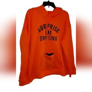 Orange suprise I'm drinking hoodie with beer holder